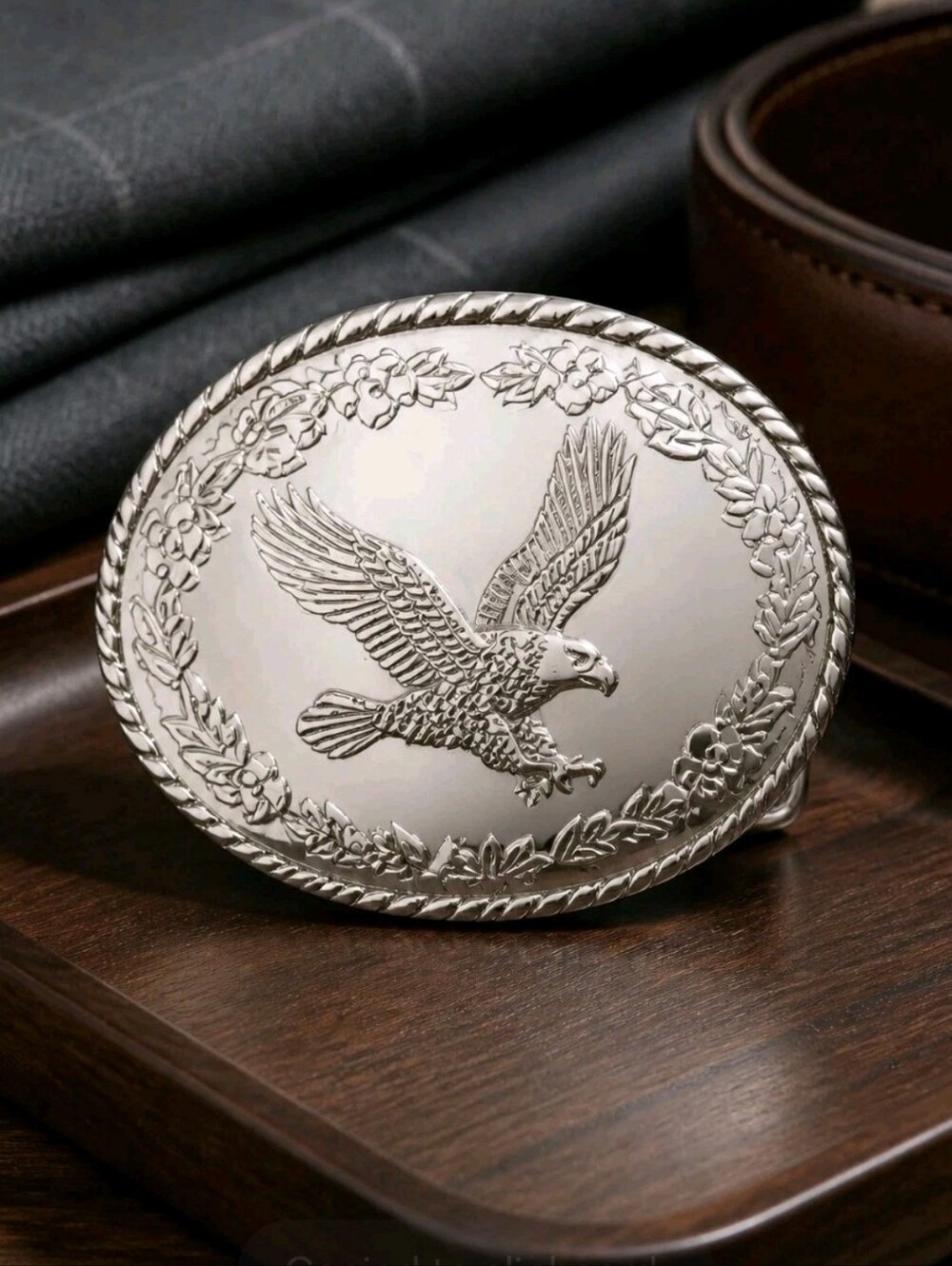 USA American Bald Eagle Belt Buckle Only Silverplate Pewter Western Patriotic